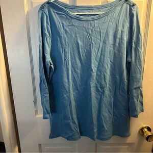 Blue Lands’End 3/4 Sleeve Top